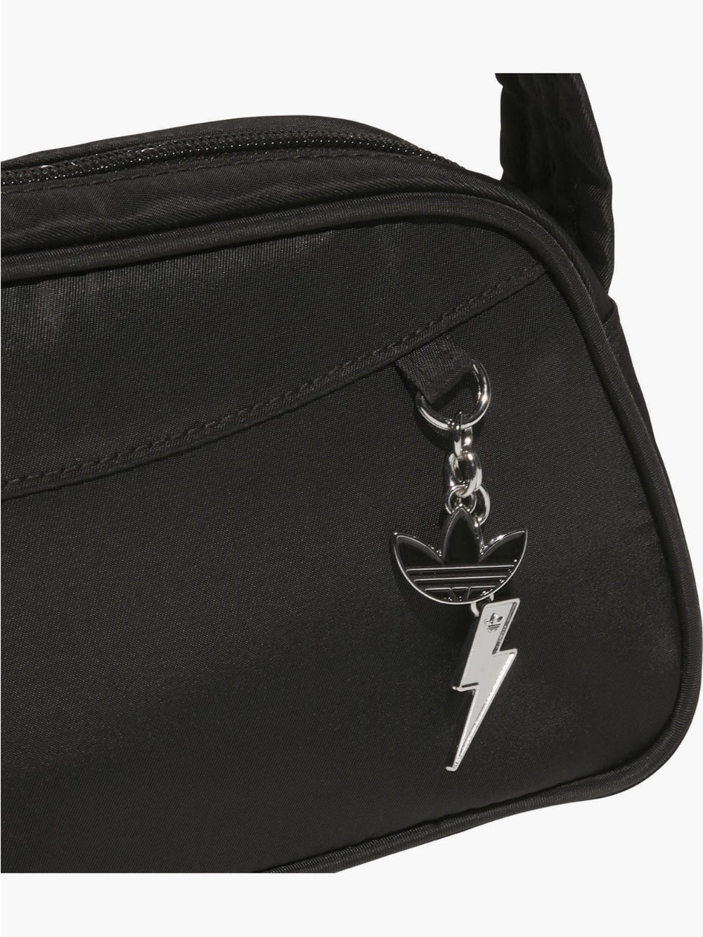 adidas Black Shoulder Baguette Bag with Trefoil Charm - Picture 2 of 4